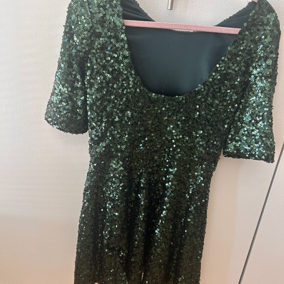 Gorgeous emerald green sequined French Connection mini dress, size 6. - Picture 2 of 3
